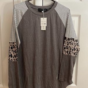 Striped and Leopard Print Top